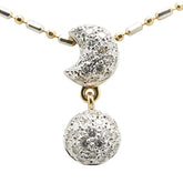 K18YG イエローゴールド ダイヤ0.49ct 月 満月 三日月 ムーン モチーフ ペンダントネックレス レディース 【中古】